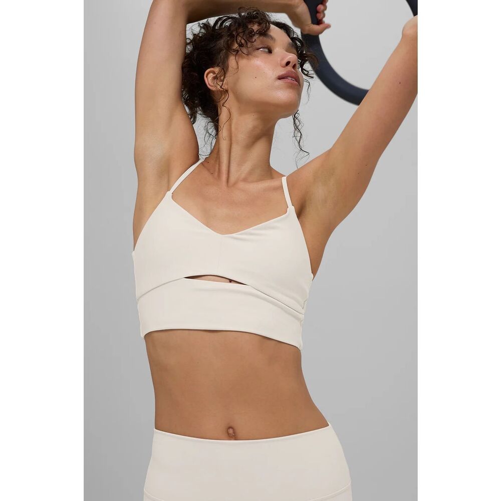 Alo yoga size L ALOSOFT Highlight bra in Bone - EUC